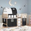 vidaXL Kids' Loft Bed with Tunnel without Mattress White&Black 90x190 cm Single