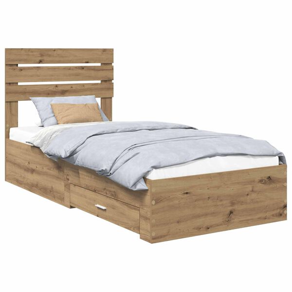 vidaXL Bed Frame with Drawer with Headboard Manual Engineered Wood