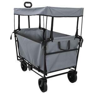 vidaXL Folding Shopping Trolley with Breaks Grey 105 x 56.5 x 116 cm
