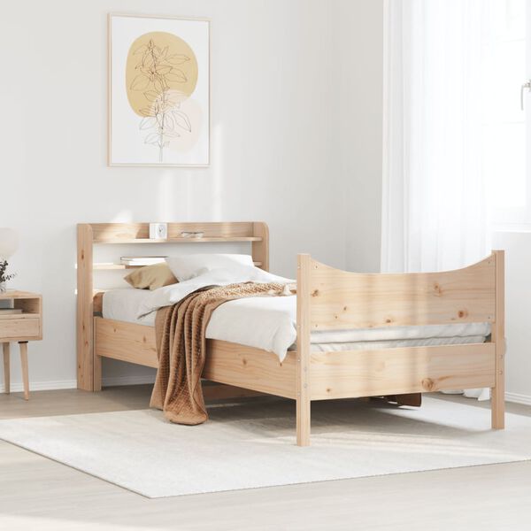 vidaXL Bed Frame with Headboard 90x200 cm Solid Wood Pine