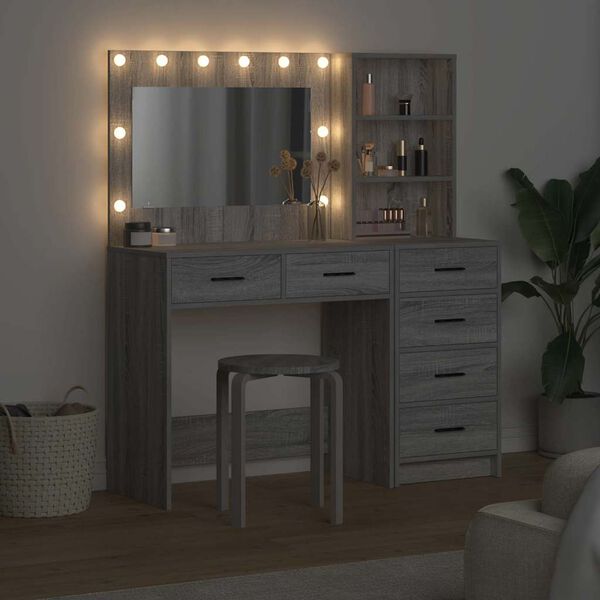 vidaXL Dressing Table Light Grey 78.5 x 41 x 135 cm Engineered wood