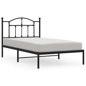 vidaXL Metal Bed Frame without Mattress with Headboard Black 100x190cm