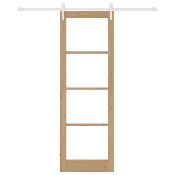 vidaXL Sliding Door Natural 78 x 232 cm Solid Pine Wood and Glass