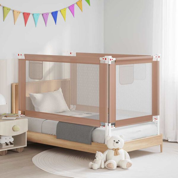 vidaXL Toddler Safety Bed Rail Taupe 140x25 cm Fabric
