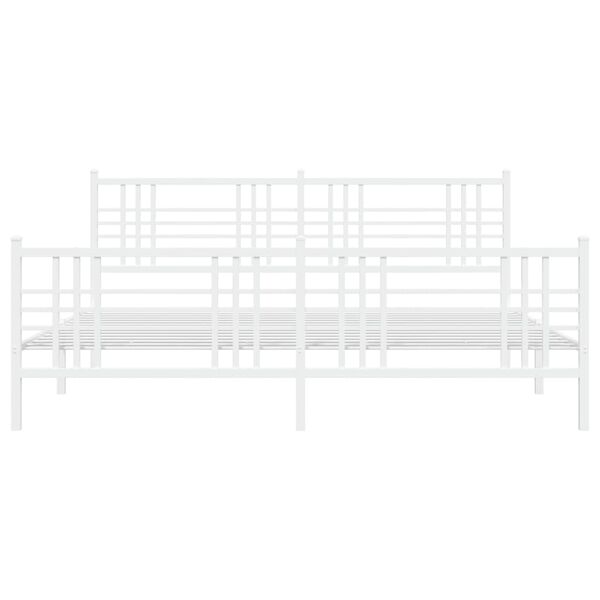 vidaXL Metal Bed Frame without Mattress with Footboard White 183x213cm