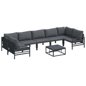 vidaXL Garden Sofa Set with Cushion 8 pcs Black Steel