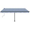 vidaXL Manual Retractable Awning with LED 400x350 cm Blue and White
