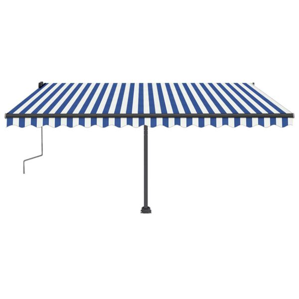 vidaXL Manual Retractable Awning with LED 400x350 cm Blue and White