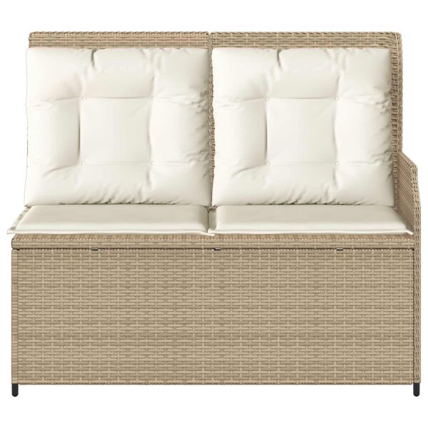 vidaXL Garden Bench with Cushion Beige Poly rattan