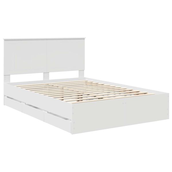 vidaXL Bed Frame with Drawer White 140 x 190 cm Engineer Wood