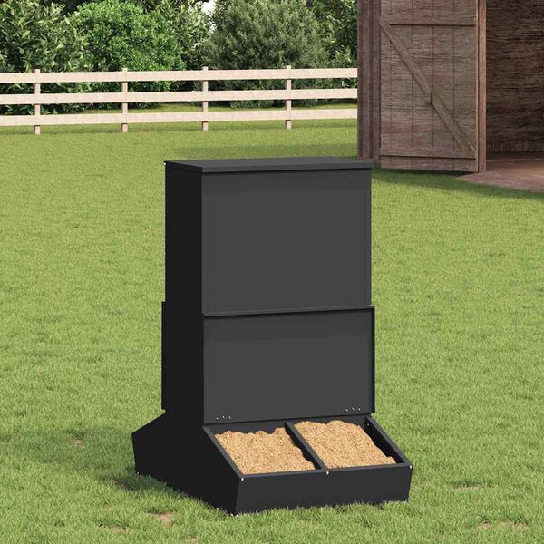 vidaXL Pig Feeder Black 82 x 51 x 91.5 cm Cold-Rolled Steel