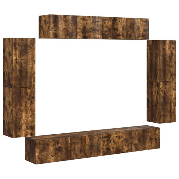 vidaXL TV Cabinet 8 pcs Smoked Oak