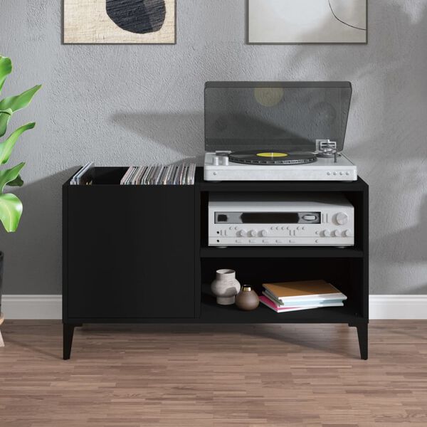 vidaXL Record Cabinet Black 84.5x38x48 cm Engineered Wood