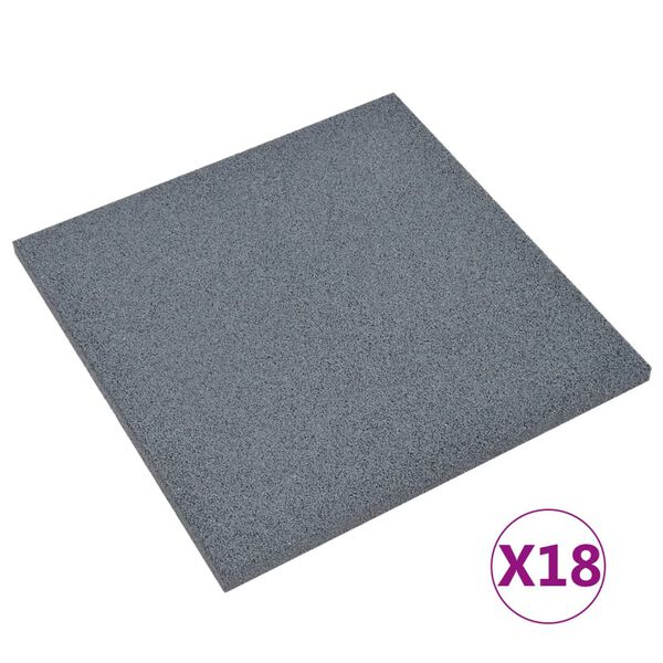 vidaXL Fall Protection Tiles 18 pcs Rubber 50x50x3 cm Grey