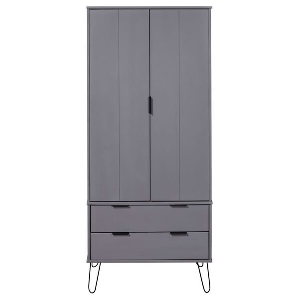vidaXL Wardrobe New York Grey Solid Pine Wood