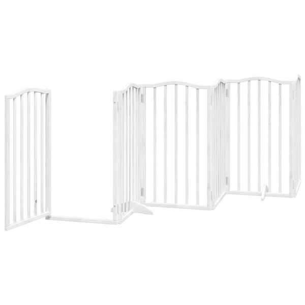 vidaXL Dog Gate with Door Foldable 6 Panels White 300 cm&nbsp;Poplar Wood