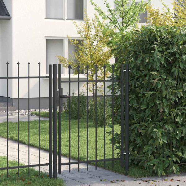 vidaXL Fence Gate Grey 100 x 120 cm Powder coated steel
