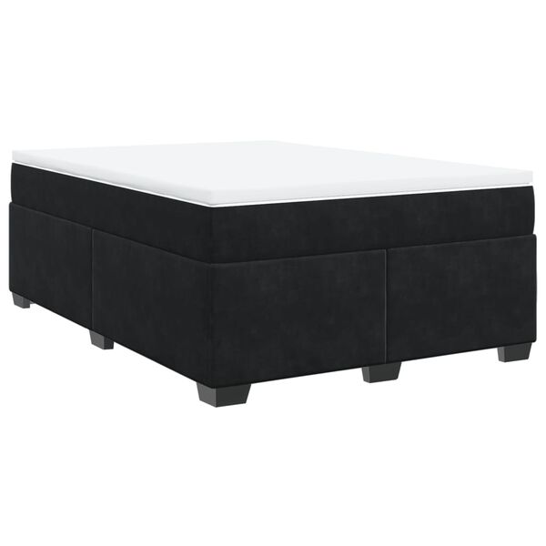 vidaXL Box Spring Bed with Mattress Black 140x200 cm Velvet