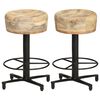 vidaXL Bar Stool | Set of 2 | Natural Mango Wood, Black Iron