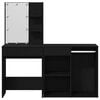vidaXL LED Dressing Table Set with Drawer Black Oak 140 x 40 x 140 cm