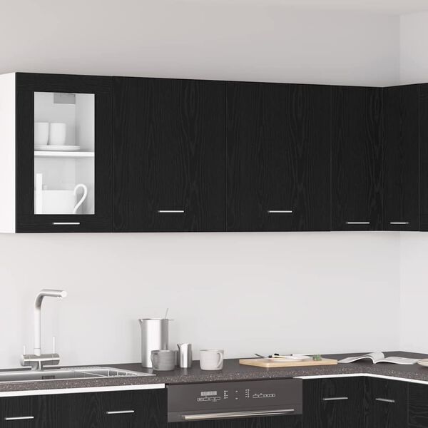 vidaXL Hanging Cabinet with Shelf Lyon 2 pcs Black Oak 50 x 31 x 60 cm