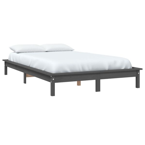 vidaXL Bed Frame without Mattress Grey Solid Wood Pine King Size