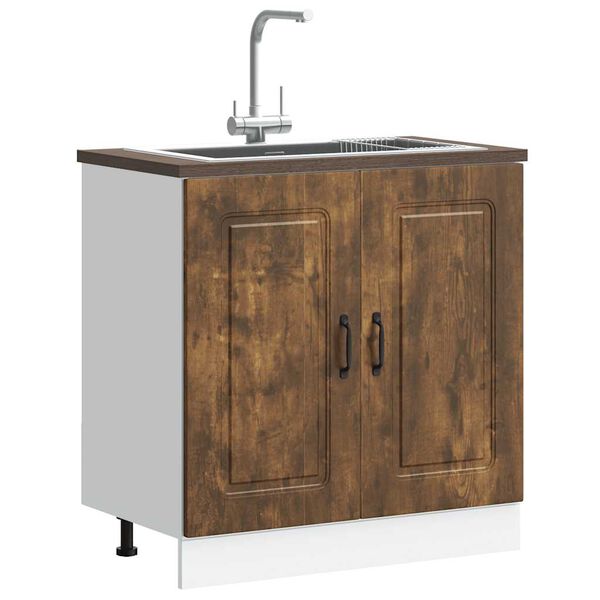 vidaXL Sink Base Cabinet Kalmar Smoked Oak 80x46x81.5 cm Engineered Wood