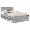 vidaXL Bed Frame Grey Sonoma 120 x 200 cm Solid Pine Wood