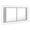 vidaXL LED Bathroom Mirror Cabinet Concrete Grey 90x12x45 cm Acrylic