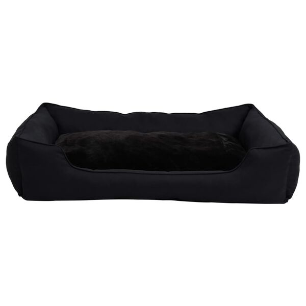 vidaXL Dog Bed Black 65x50x20 cm Linen Look Fleece