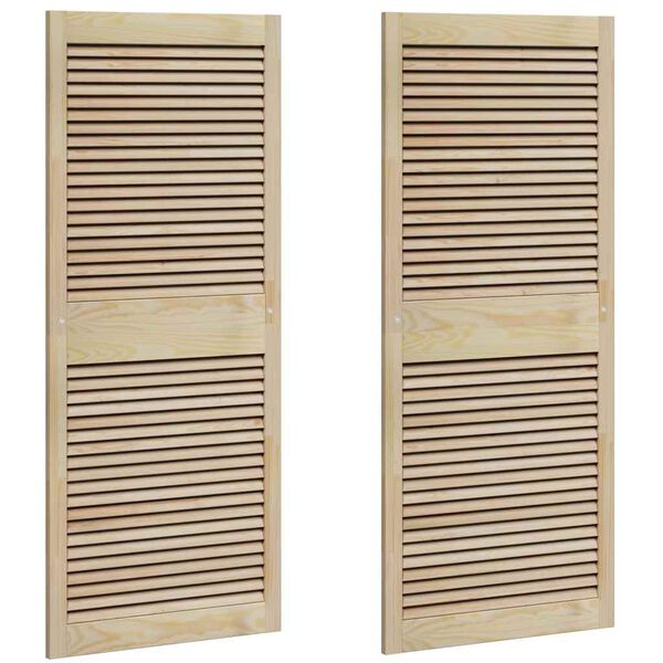 vidaXL Cabinet Door 2 pcs Natural 140.5 x 2 x 59.5 cm Solid Pine Wood