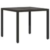 vidaXL Garden Table with Glass Top Black 90x90x75 cm Poly Rattan