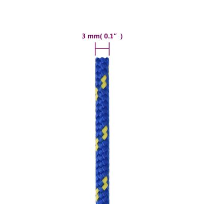 vidaXL Boat Rope Blue 3 mm 100 m Polypropylene