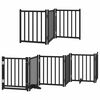 vidaXL Dog Gate with Door Foldable 15 Panels Black 750 cm Poplar Wood