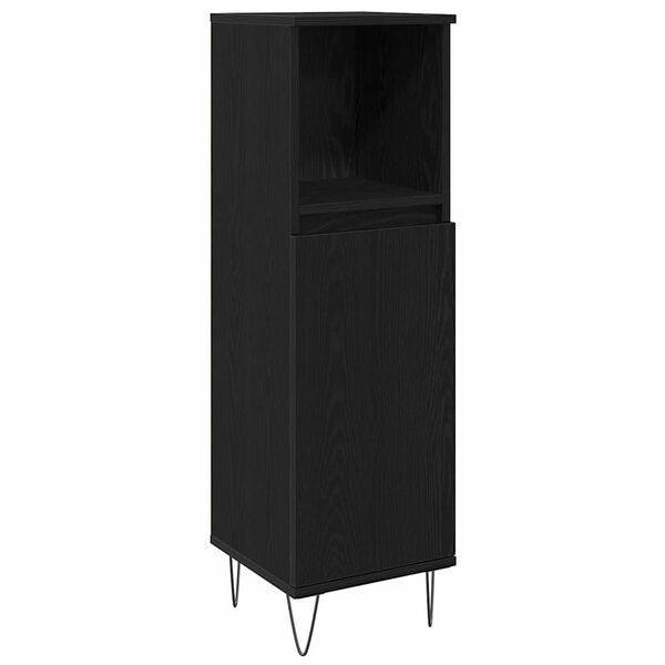 vidaXL Bathroom Furniture Set 3 pcs Black Oak Engineered Wood