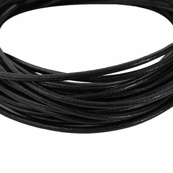 vidaXL Leather Cord Black &Oslash;2.5 mm x 50 m Leather