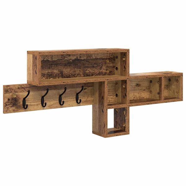 vidaXL Wall-Mounted Coat Rack with Shelf Old Wood 100 x 12 x 43.5 cm