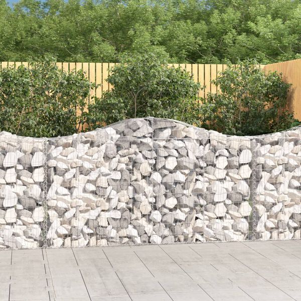 vidaXL Arched Gabion Baskets 8 pcs 200x30x100/120 cm Galvanised Iron