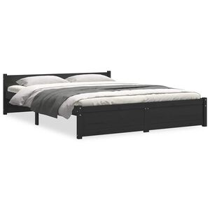 vidaXL Bed Frame without Mattress Black Solid Wood 140x190 cm
