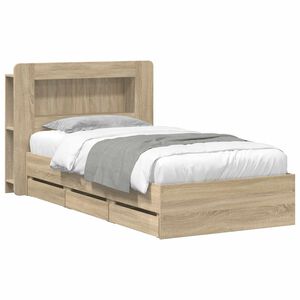 vidaXL Bed Frame with Storage and Headboard Sonoma Oak 75 x 190 cm