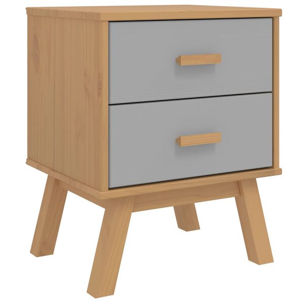 vidaXL Bedside Cabinet OLDEN Grey and Brown Solid Wood Pine