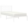 vidaXL Metal Bed Frame without Mattress with Headboard White 90x200cm