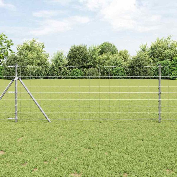 vidaXL Field Fence Grey 0.8 x 10 m Steel