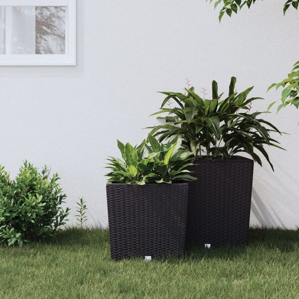 vidaXL Planter with Removable Inner Anthracite 21 / 32 L PP Rattan