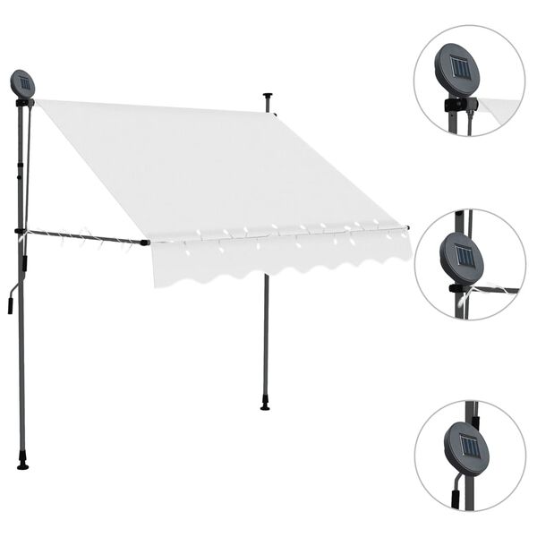 vidaXL Manual Retractable Awning with LED 200 cm Cream