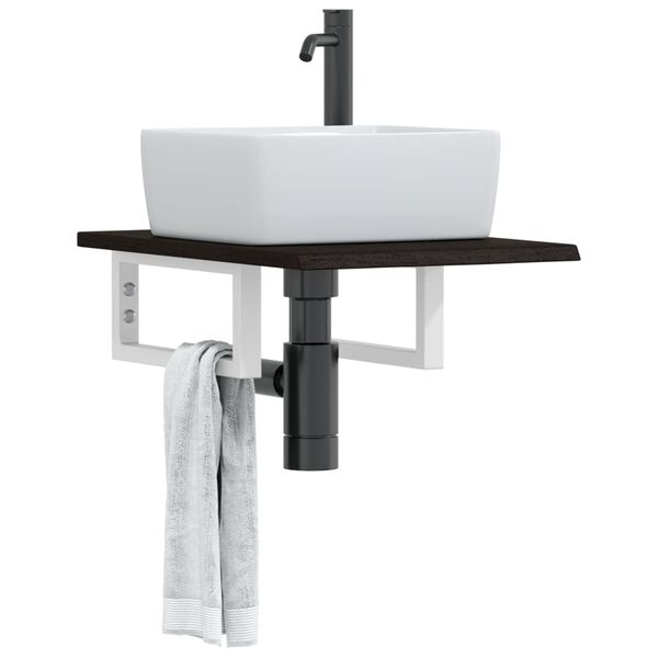 vidaXL Basin Shelf Wall Mounted Steel and Solid Wood Oak