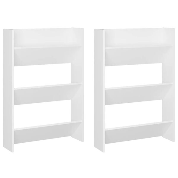 vidaXL Wall Shoe Cabinets 2 pcs White 60x18x90 cm Engineered Wood
