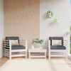 vidaXL Garden Chairs with Cushions 2 pcs White Solid Wood Pine
