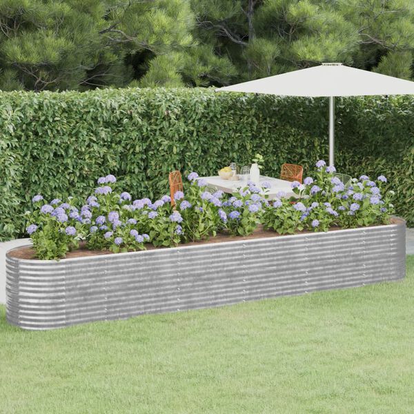 vidaXL Garden Raised Bed Galvanised Steel 440x80x68 cm Silver