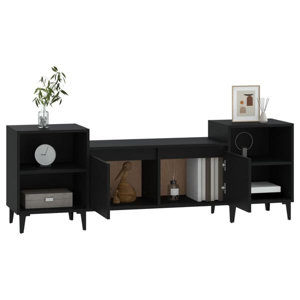 vidaXL TV Cabinet Black 160x35x55 cm Engineered Wood